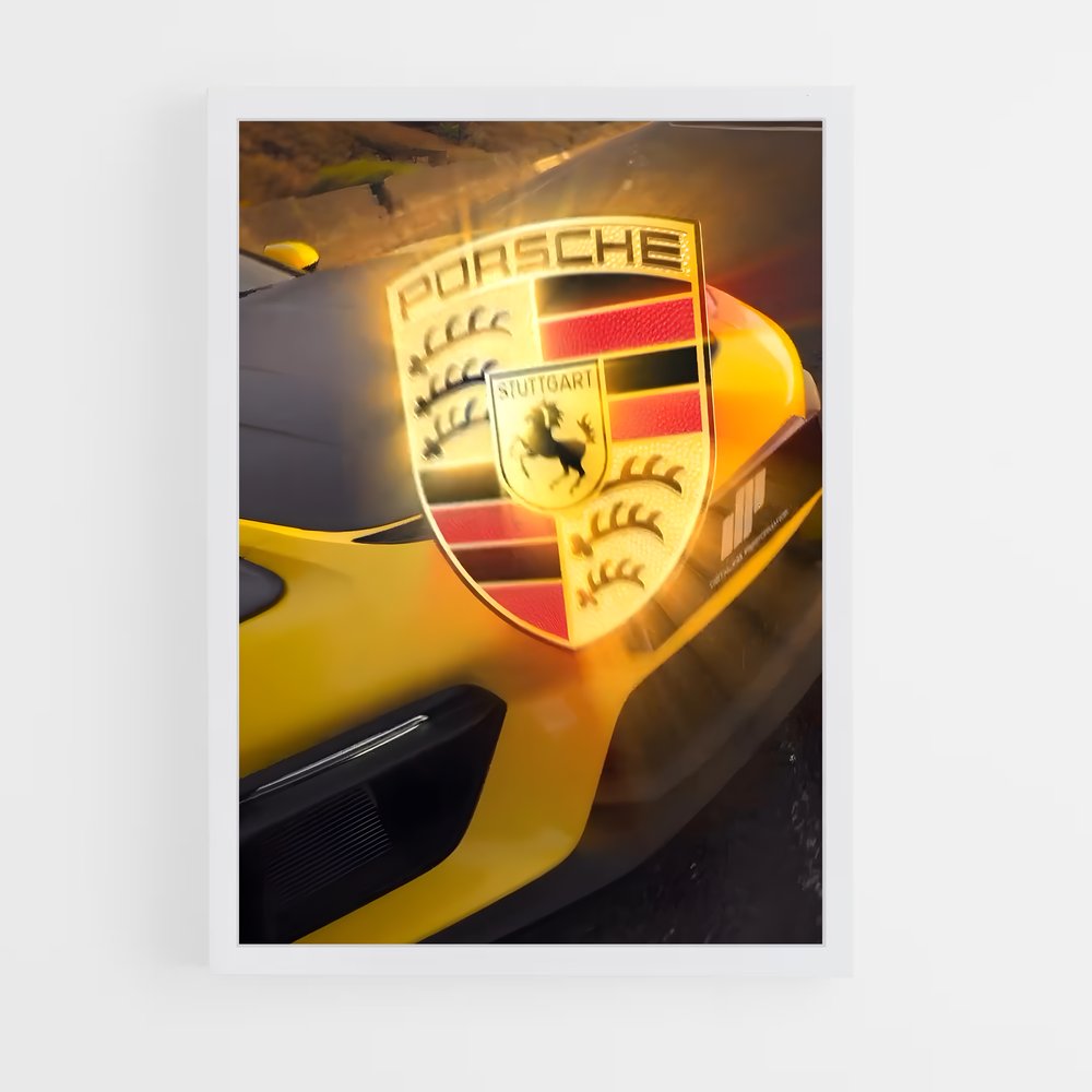 Poster Cayman Yellow Fury – affiche Porsche (vue 3)